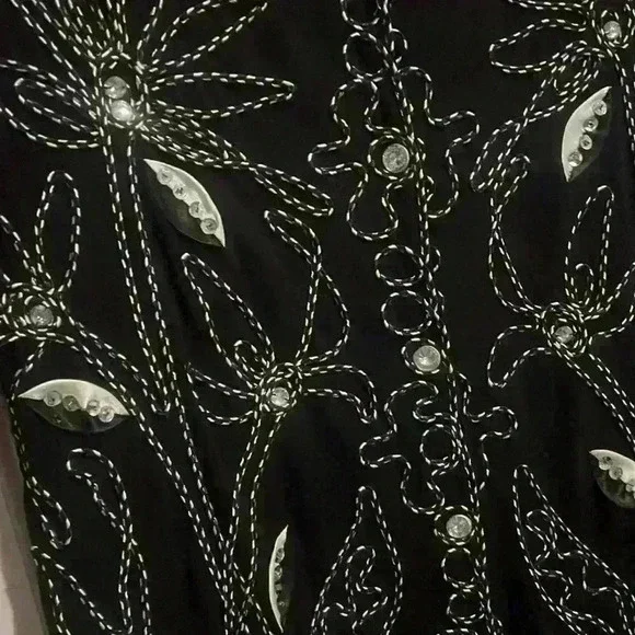 Once 1 Again Vintage Button Down Bling Floral Sequin Shirt size Small - Picture 4 of 8